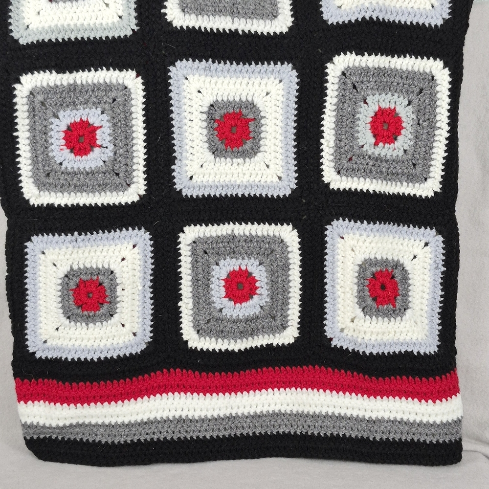 Baby IQ Granny Square Crocheted Snuggle Buddy Baby Blanket – Handmade – New